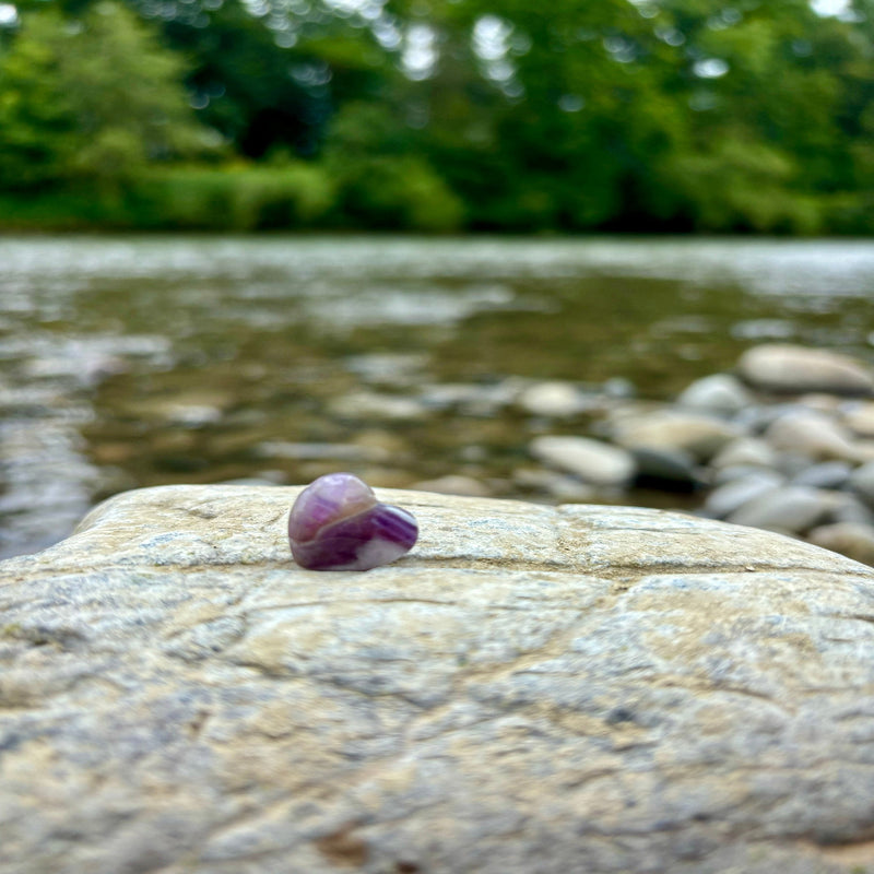 Gebohrtes Amethyst Bianco Herz (1,5 cm), energetisiert mit REIKI-Energie; fördert innere Ruhe, geistige Klarheit, spirituelles Wachstum und Intuition. Jedes Herz ist ein Unikat durch individuelle Steinstruktur und spirituelle Aufladung.