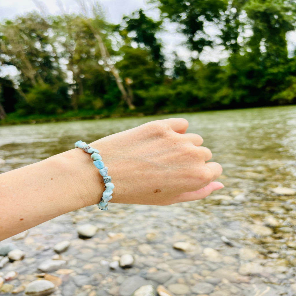 Larimar Armband Kristall Kristallarmband personalisierte Kristalle Wunschkristall spirituelles Geschenk Heilstein REIKISTEIN